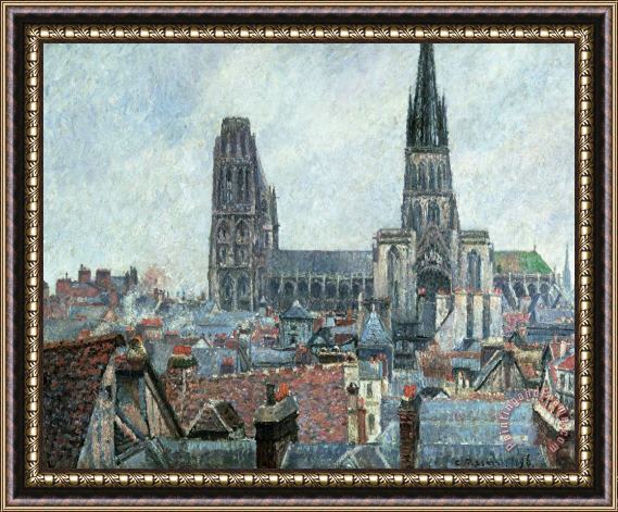Camille Pissarro Roofs Of Old Rouen Grey Weather Framed Painting