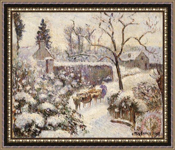 Camille Pissarro Snow at Montfoucaul Framed Print
