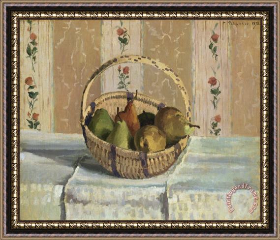 Camille Pissarro Still Life: Apples And Pears in a Round Basket (nature Morte: Pommes Et Poires Dans Un Panier Rond) Framed Print