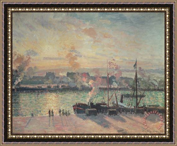 Camille Pissarro Sunset at Rouen Framed Print
