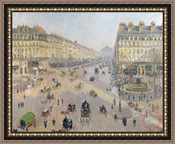Camille Pissarro The Avenue De L'opera, Paris, Sunlight, Winter Morning Framed Painting