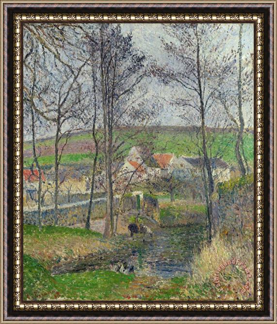 Camille Pissarro The Banks of The Viosne at Osny in Grey Weather, Winter Framed Print