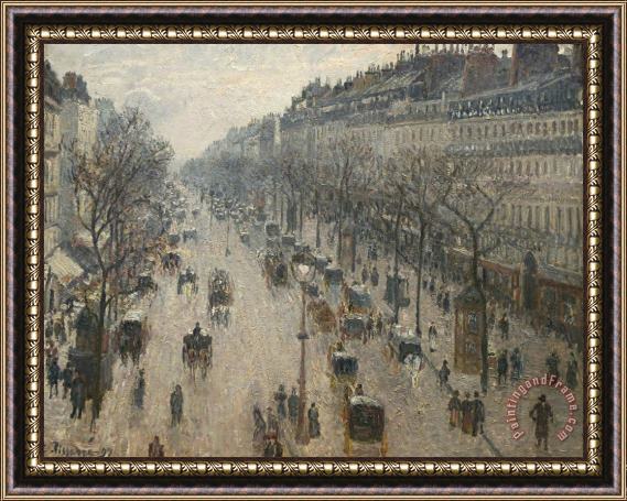 Camille Pissarro The Boulevard Montmartre on a Winter Morning Framed Painting