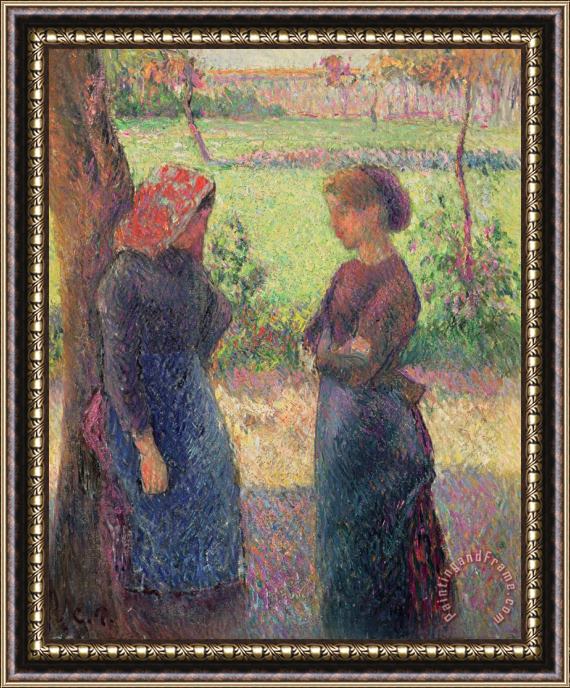 Camille Pissarro The Chat Framed Painting