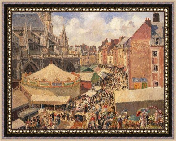 Camille Pissarro The Fair in Dieppe Framed Painting