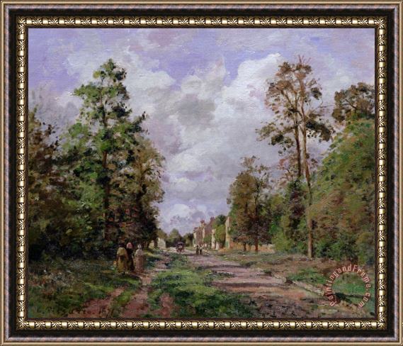 Camille Pissarro The Road to Louveciennes at The Edge of The Wood Framed Print