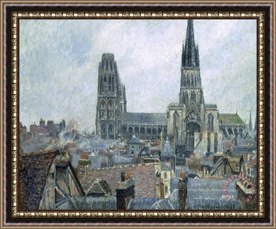 Camille Pissarro The Roofs of Old Rouen, Gray Weather Framed Print