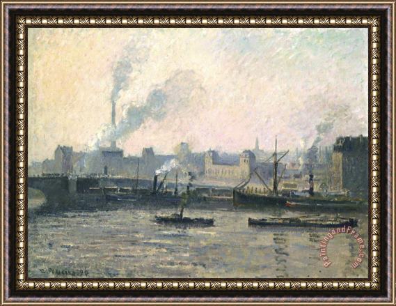 Camille Pissarro The Saint Sever Bridge, Rouen: Mist Framed Print