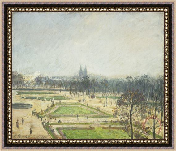 Camille Pissarro The Tuileries Ponds, Mist Framed Print