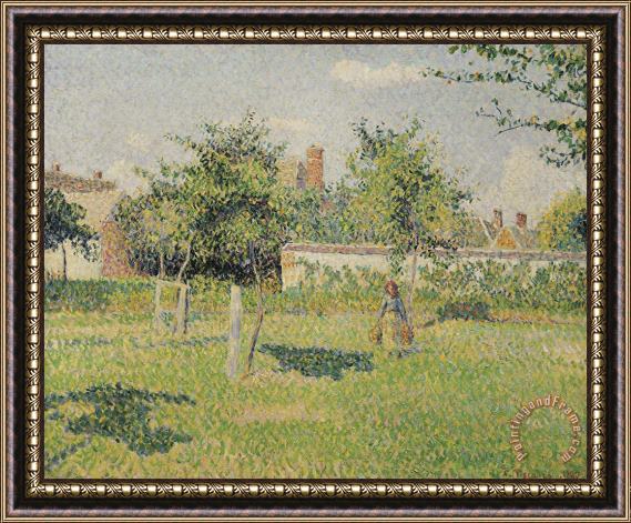 Camille Pissarro Woman in The Meadow at Eragny, Spring Framed Print