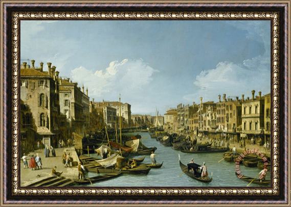 Canaletto The Grand Canal Near The Rialto Bridge, Venice, C. 1730 Framed Painting