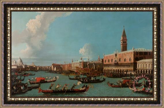 Canaletto View Of Venice With The Doge Palace And The Salute Framed Print