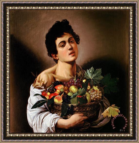 Caravaggio Boy with a Basket of Fruit Framed Painting
