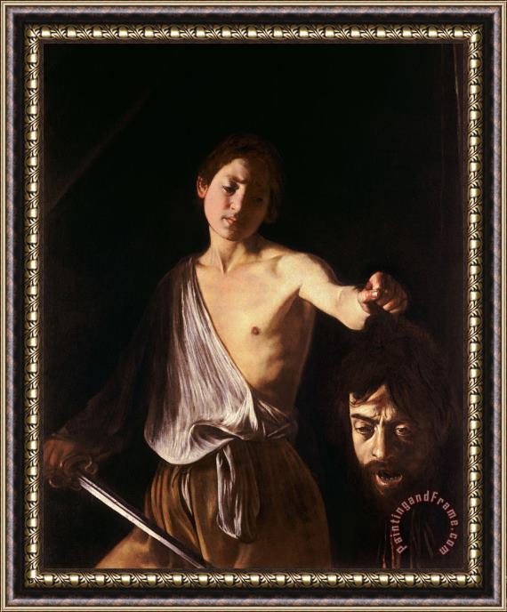 Caravaggio David Con La Testa Di Golia Framed Painting