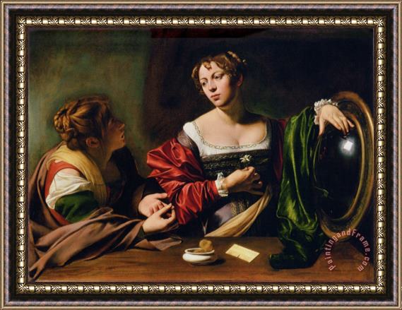 Caravaggio Martha And Mary Magdalene Framed Painting