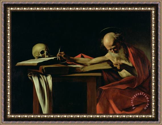 Caravaggio Saint Jerome Writing Framed Painting