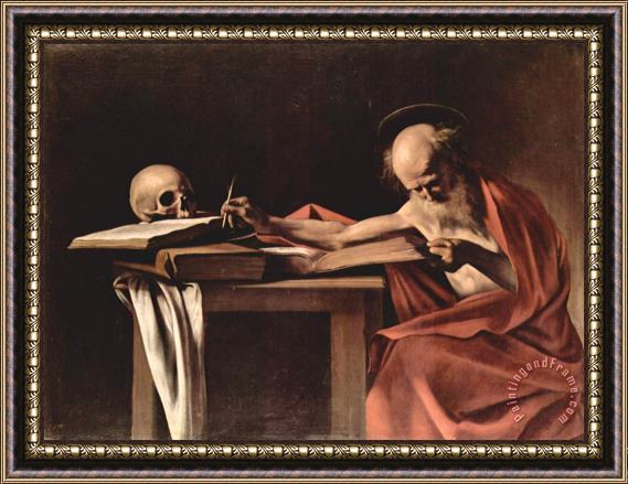 Caravaggio St Jerome Writing Framed Painting