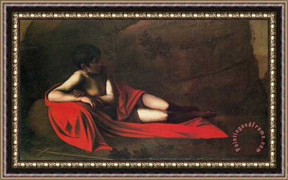 Caravaggio St John Reclining Framed Painting