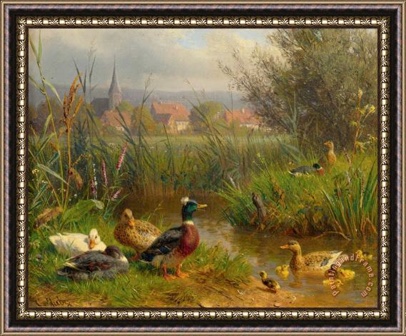 Carl Jutz Ducks at The Creek, 1916 Framed Print