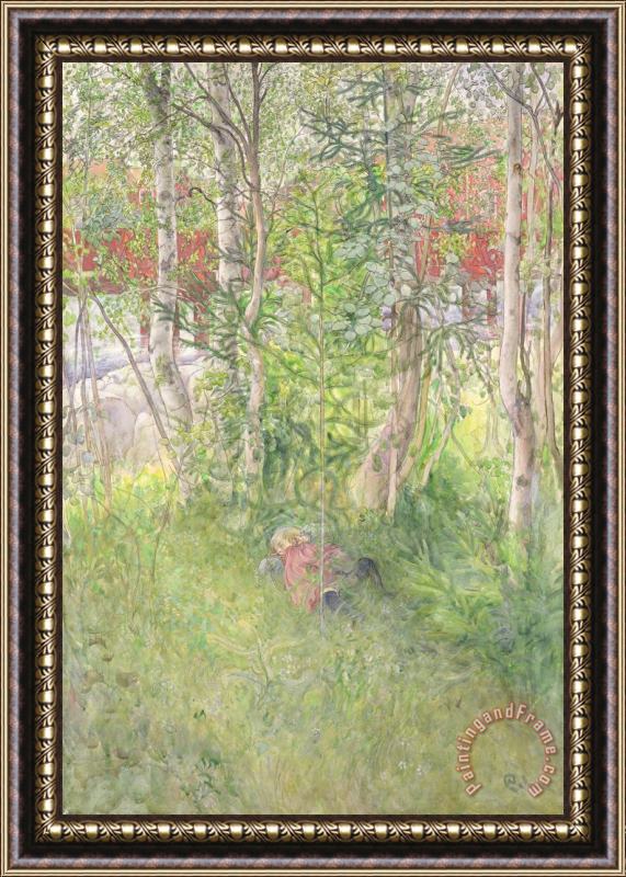 Carl Larsson A Nap Outdoors Framed Painting