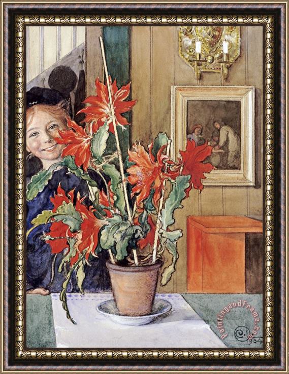 Carl Larsson Brita's Cactus Framed Painting