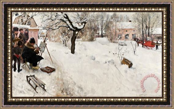 Carl Larsson Open Air Painter. Winter Motif From Asogatan 145, Stockholm Framed Print