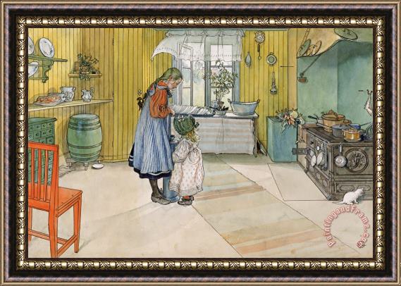 Carl Larsson The Kitchen From A Home Series Framed Print