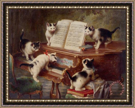 Carl Reichert The Kittens Recital Framed Painting