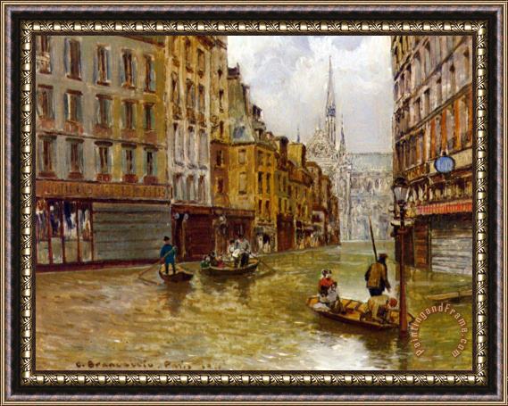 Carlo Brancaccio Street in Paris During Flood of 1910 Framed Print
