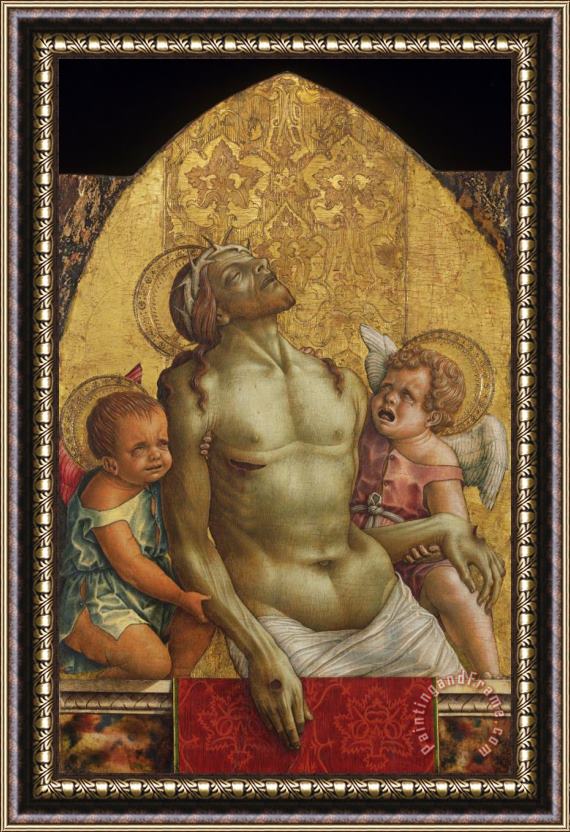 Carlo Crivelli Dead Christ Supported by Two Angels Framed Painting