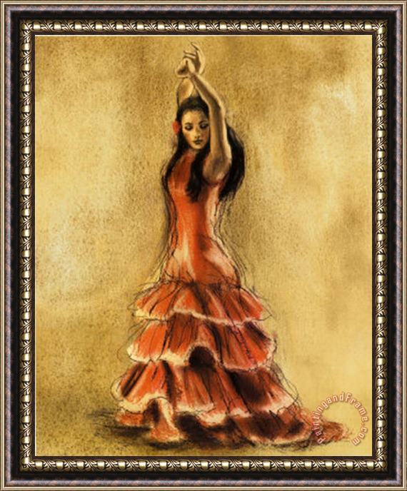 Caroline Gold Flamenco Dancer I Framed Print
