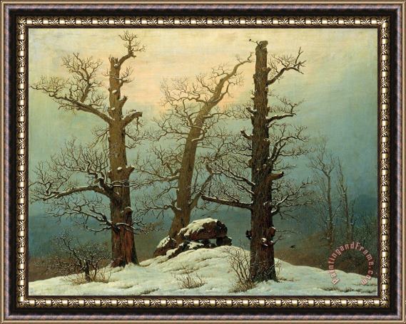 Caspar David Friedrich Cairn in Snow Framed Painting