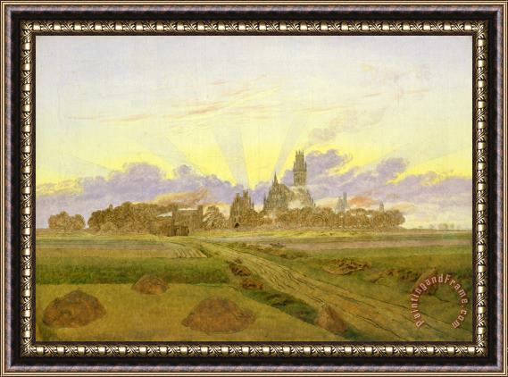 Caspar David Friedrich Dawn at Neubrandenburg (oil on Canvas) Framed Print