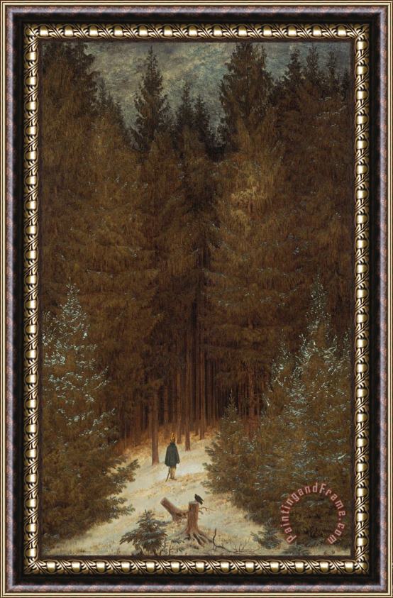 Caspar David Friedrich Hunter in the Forest Framed Print