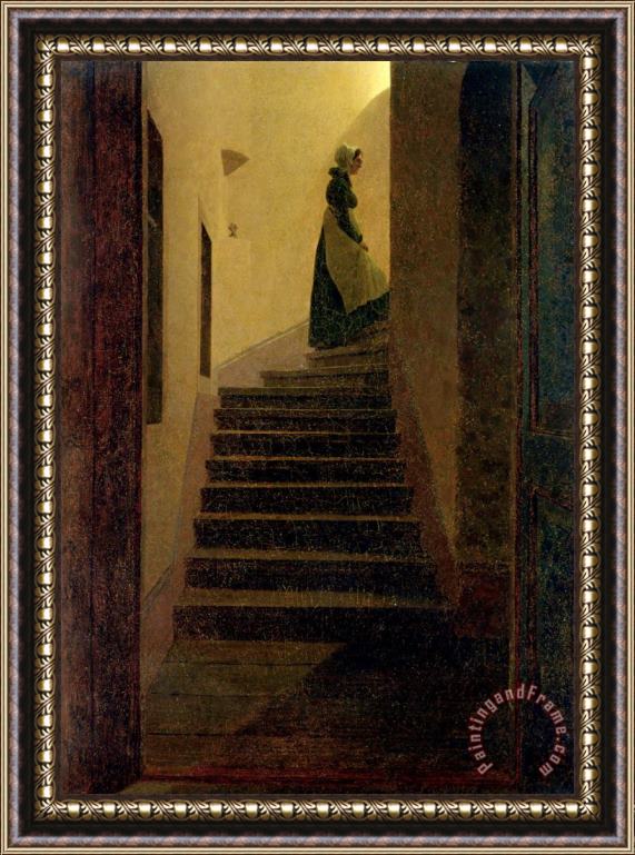 Caspar David Friedrich Lady on The Staircase (oil on Canvas) Framed Print