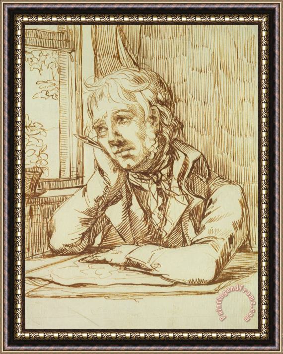 Caspar David Friedrich Self Portrait (pencil And Pen on Paper) Framed Painting