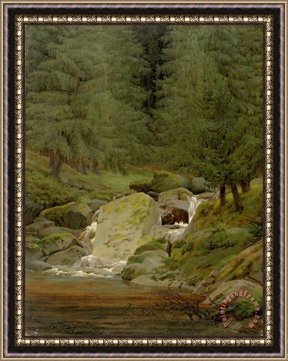 Caspar David Friedrich The Evergreens by The Waterfall (oil on Canvas) Framed Painting