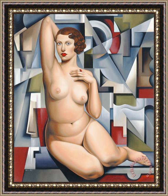 Catherine Abel Seated Cubist Nude Framed Painting