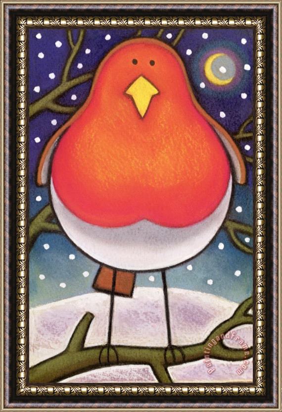 Cathy Baxter Christmas Robin Framed Painting