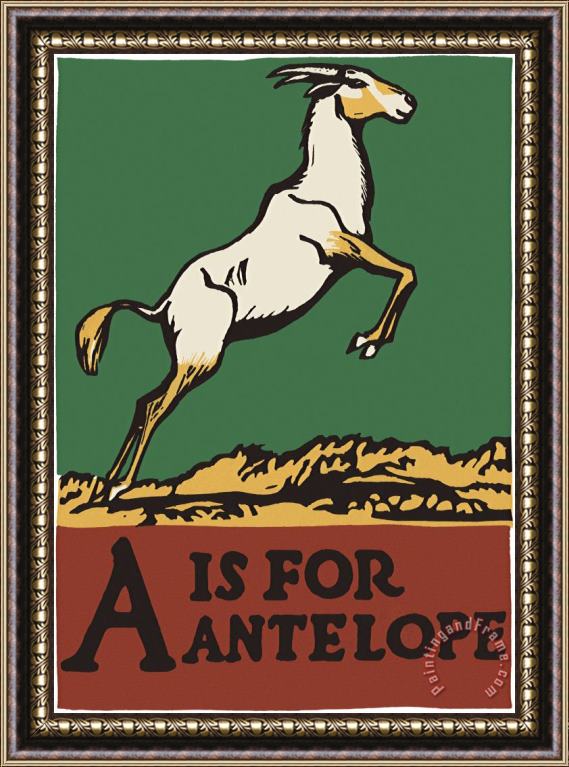 C.B. Falls Alphabet: a Is for Antelope Framed Painting