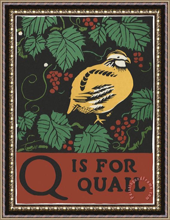 C.B. Falls Alphabet: Q Is for Quail Framed Painting