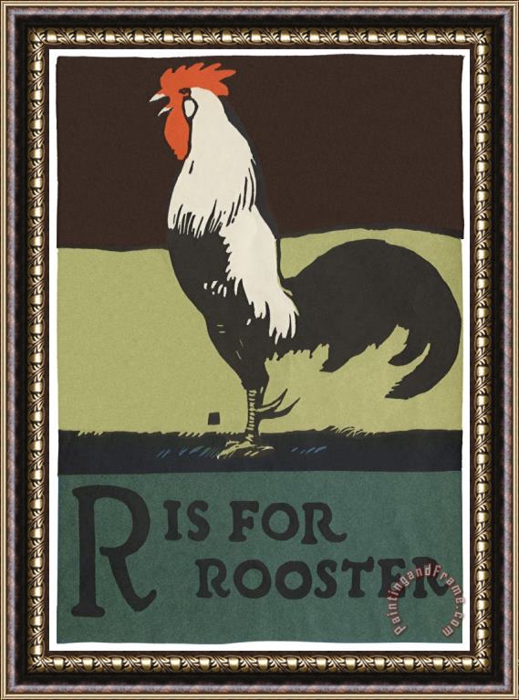 C.B. Falls Alphabet: R Is for Rooster Framed Print