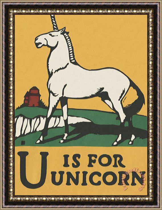 C.B. Falls Alphabet: U Is for Unicorn Framed Print