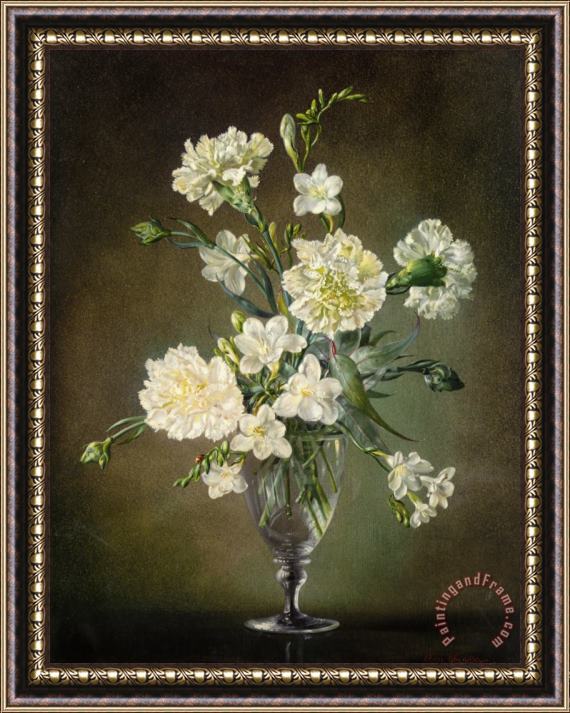 Cecil Kennedy Still Life with Carnations And Freesias Framed Print