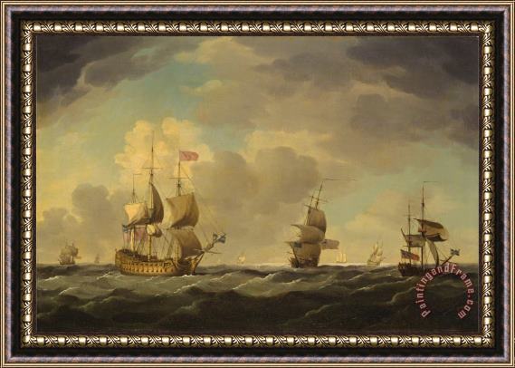 Charles Brooking An English Flagship Under Easy Sail in a Moderate Breeze Framed Print