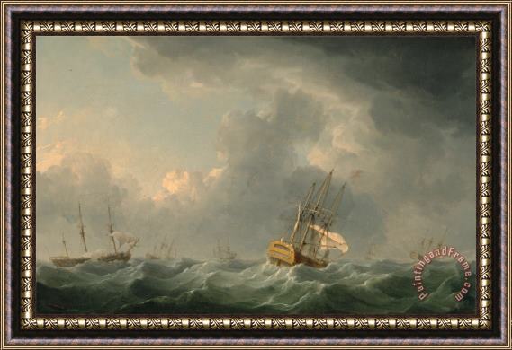 Charles Brooking English Ships Running Before a Gale Framed Painting