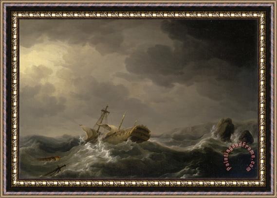 Charles Brooking Ship Wrecked on a Rocky Coast Framed Painting