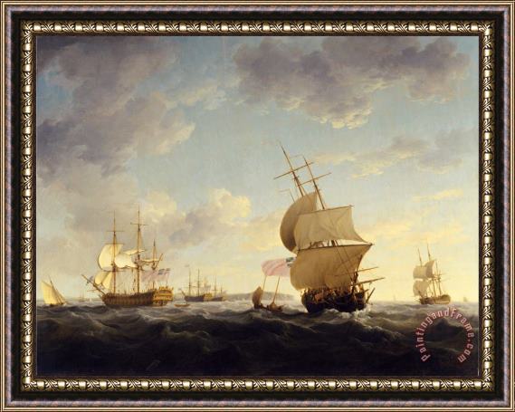 Charles Brooking Shipping in The English Channel Framed Print