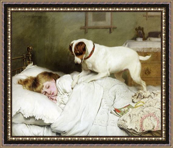 Charles Burton Barber Time to Wake Up Framed Painting