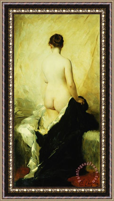 Charles Chaplin A Partially Draped Nude Framed Painting